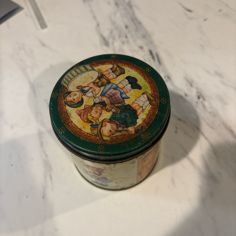 Vintage Storybook Children Tin Canister Cottagecore Kitchen Decor